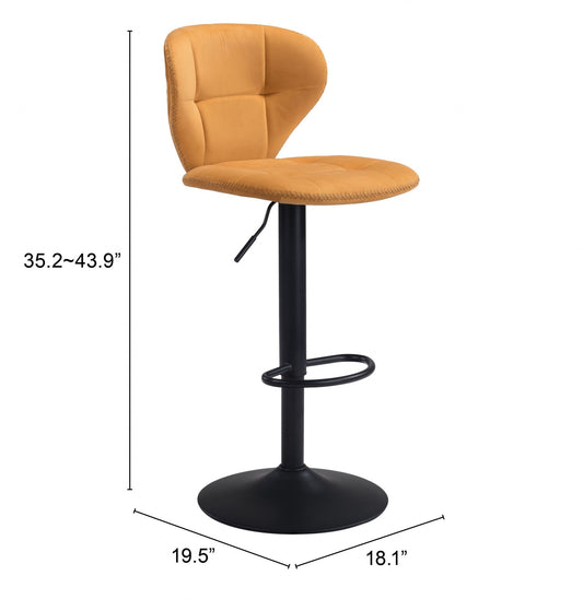 24" Yellow And Black Steel Swivel Low Back Counter Height Bar Chair