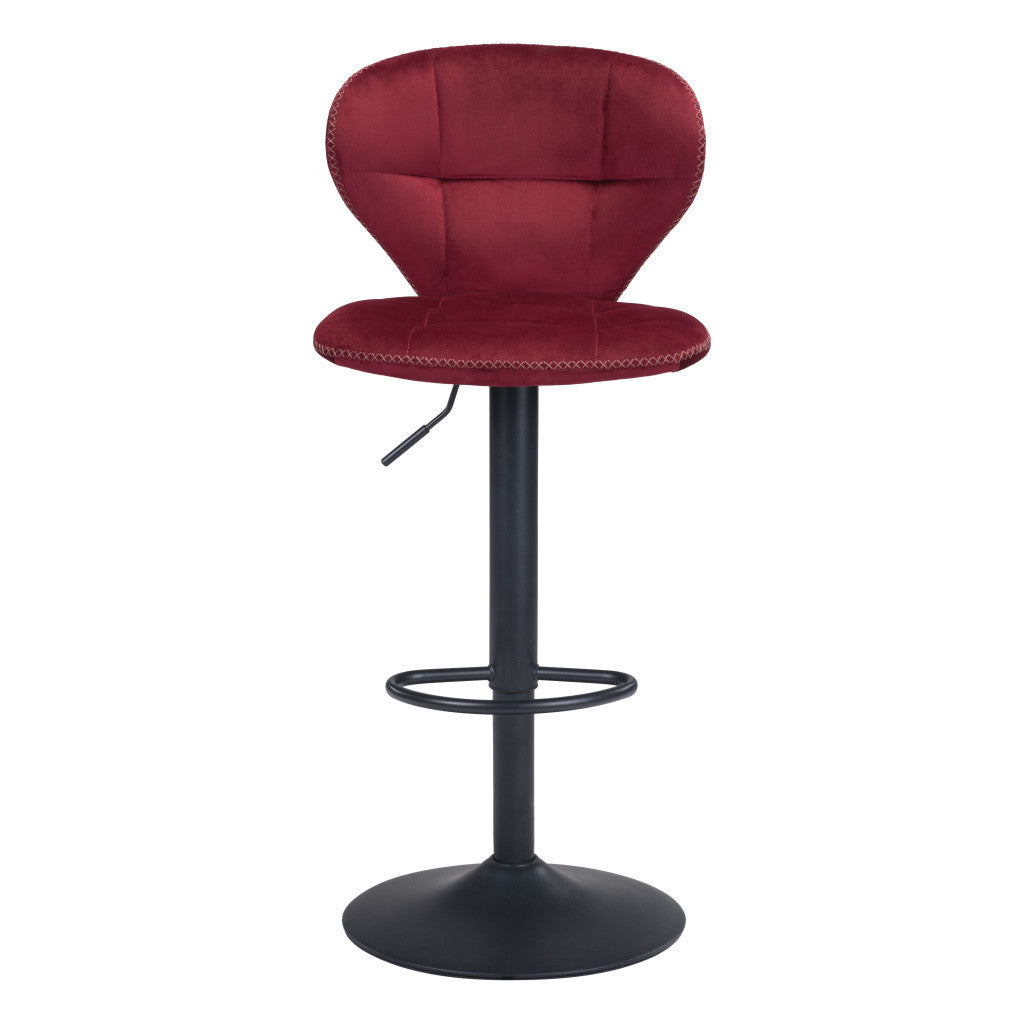 24" Red And Black Steel Swivel Low Back Counter Height Bar Chair