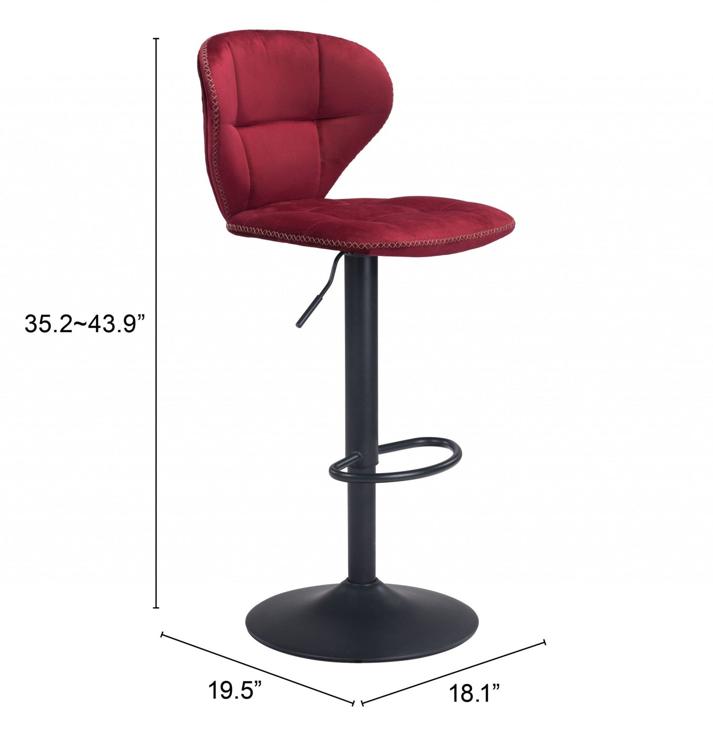 24" Red And Black Steel Swivel Low Back Counter Height Bar Chair