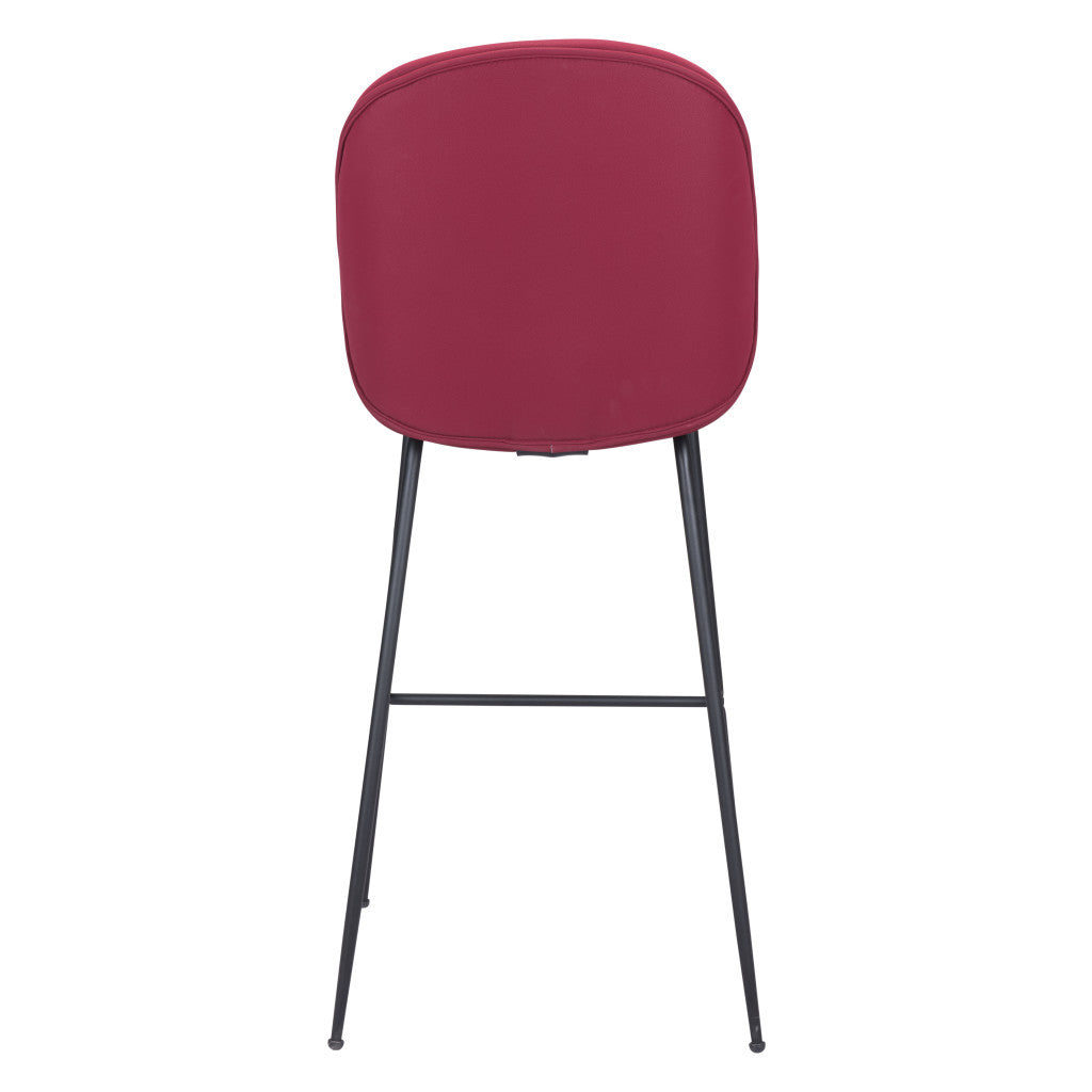 31" Red And Black Steel Low Back Bar Height Bar Chair