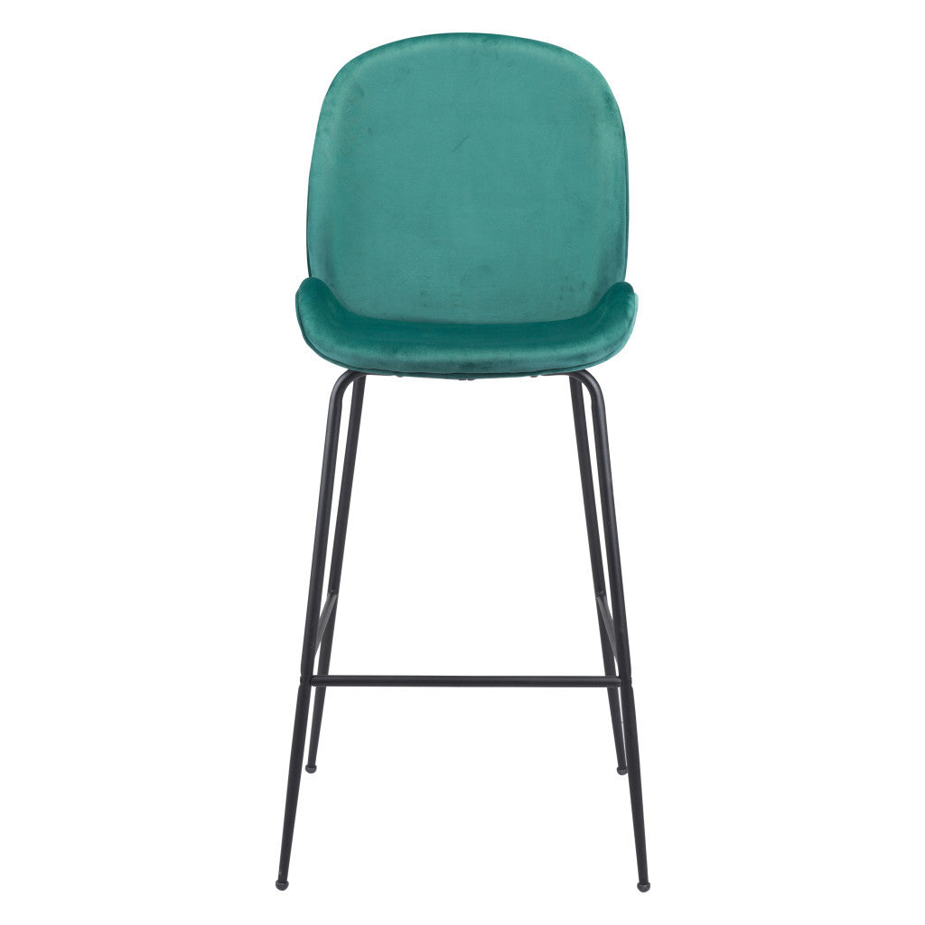 31" Green And Black Steel Low Back Bar Height Bar Chair