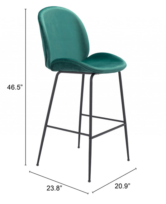 31" Green And Black Steel Low Back Bar Height Bar Chair