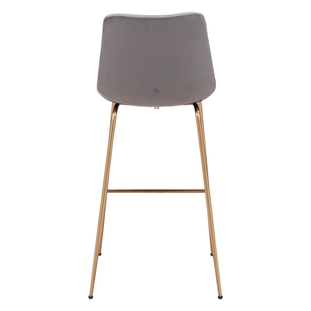 31" Gray And Copper Steel Low Back Bar Height Bar Chair