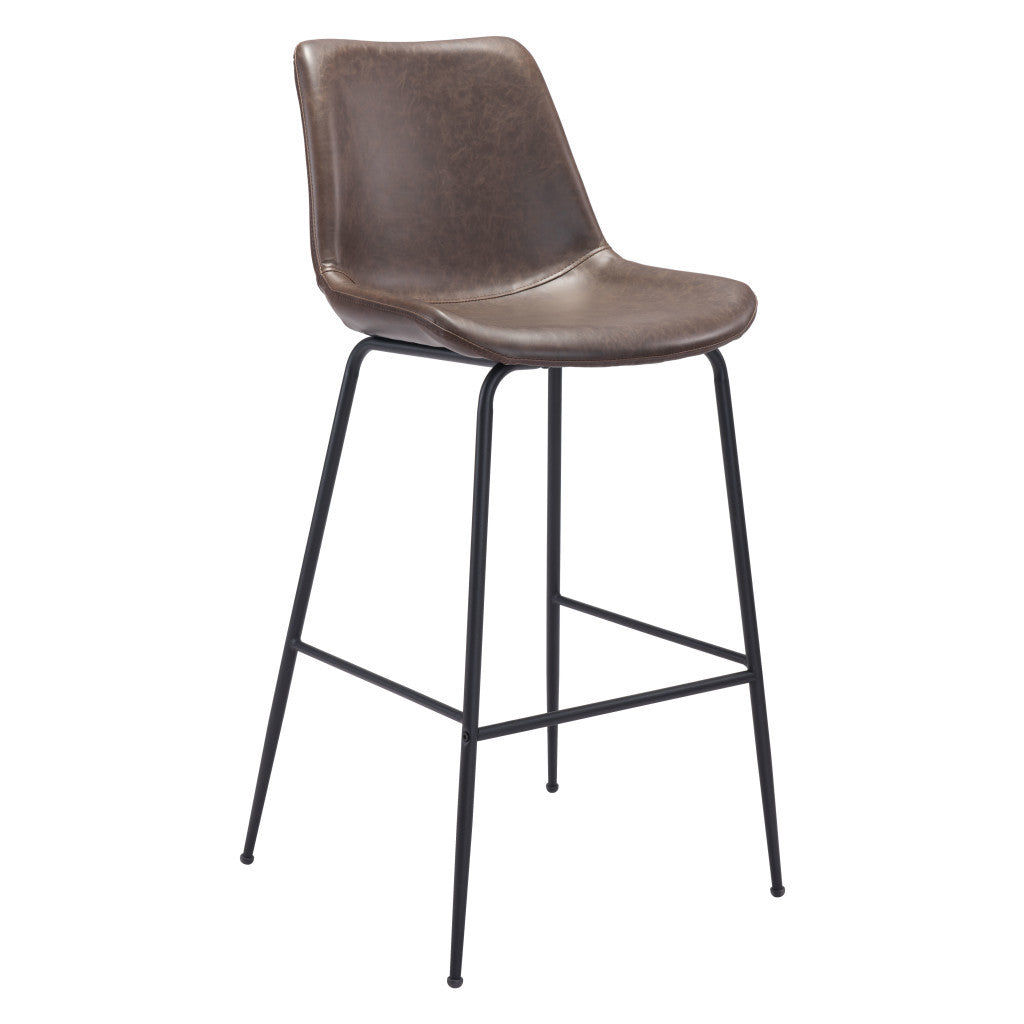 31 " Brown And Black Steel Low Back Bar Height Bar Chair