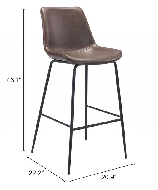 31 " Brown And Black Steel Low Back Bar Height Bar Chair