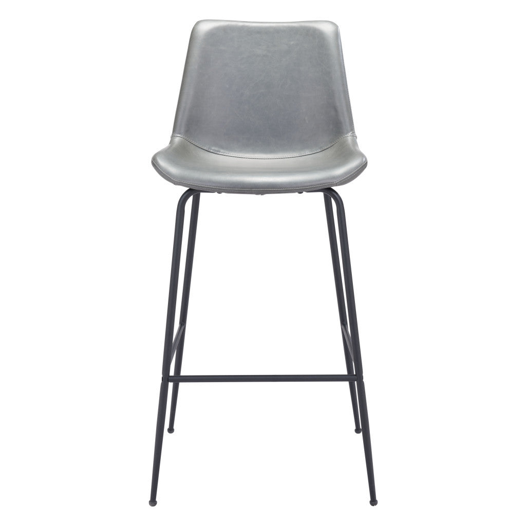 31 " Gray And Black Steel Low Back Bar Height Bar Chair