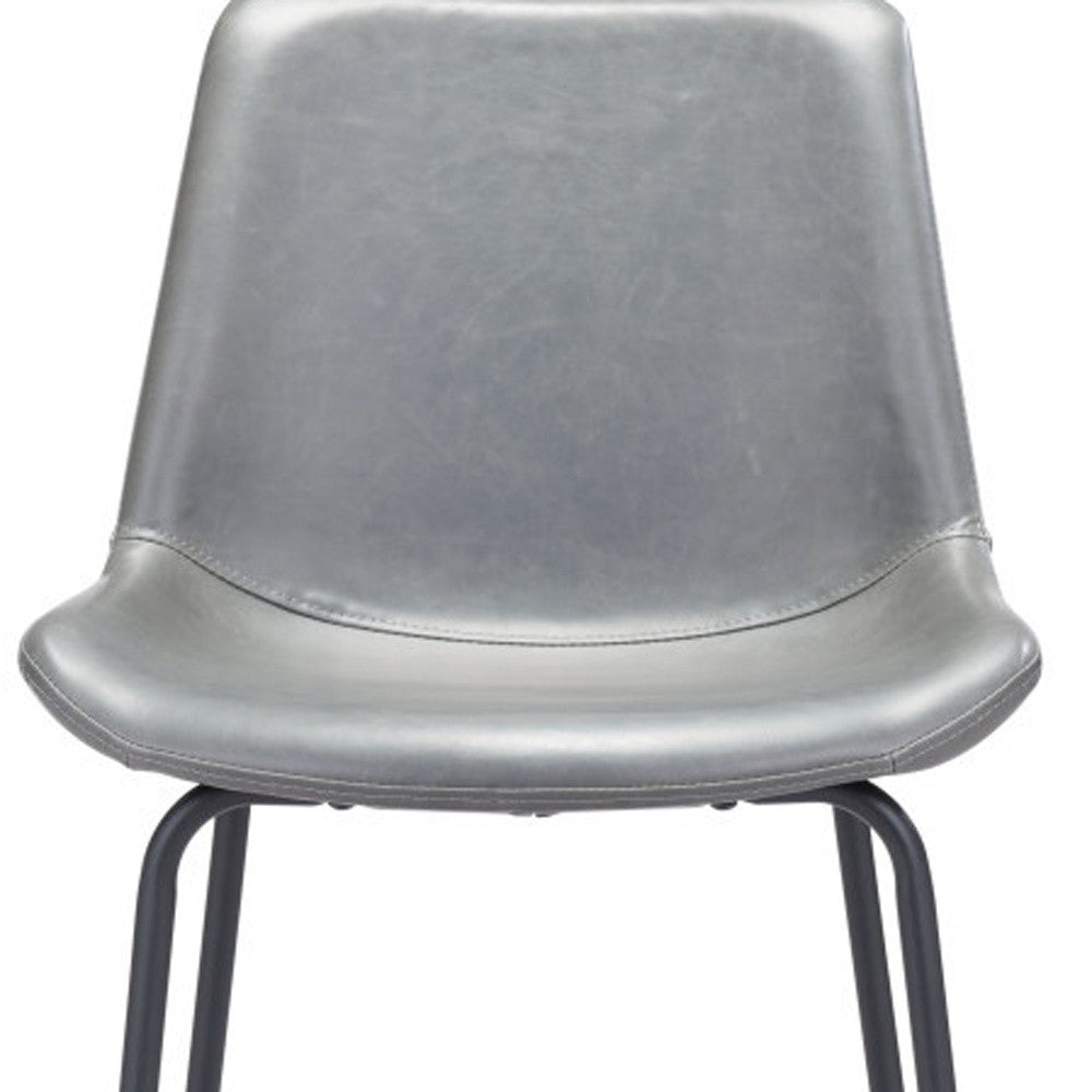 31 " Gray And Black Steel Low Back Bar Height Bar Chair