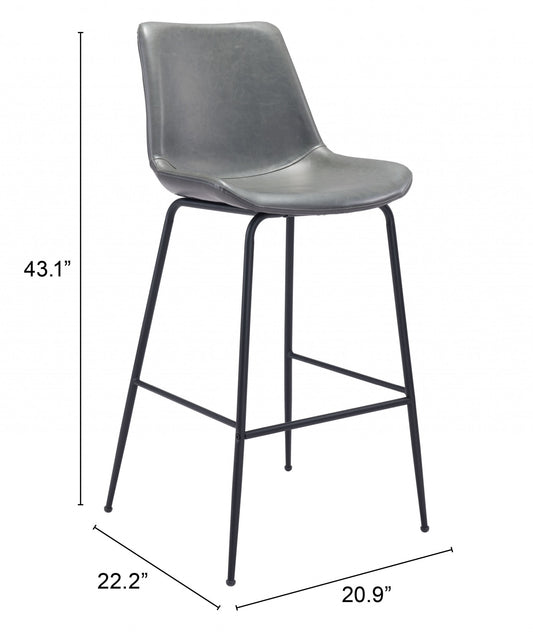 31 " Gray And Black Steel Low Back Bar Height Bar Chair