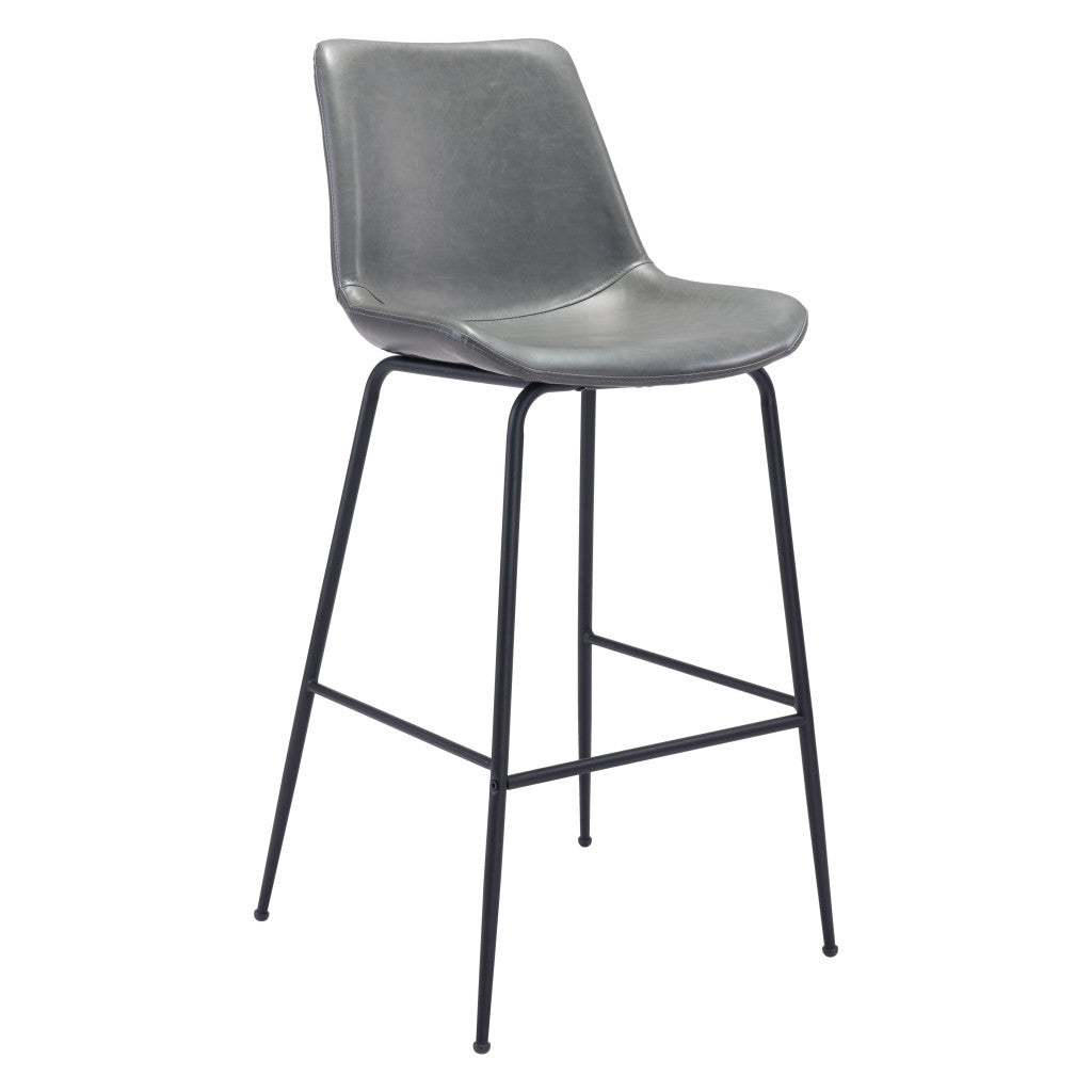 31 " Gray And Black Steel Low Back Bar Height Bar Chair