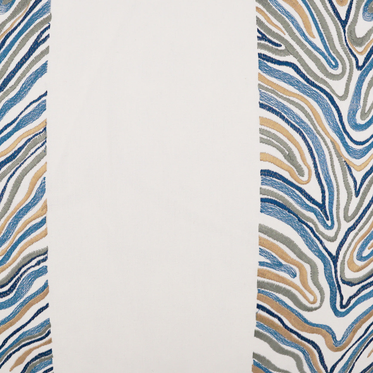 D.V. KAP HOME 3964-YARD Blue Jungle Fabric Embroidery, Stripes  Blue   - Blue Jungle