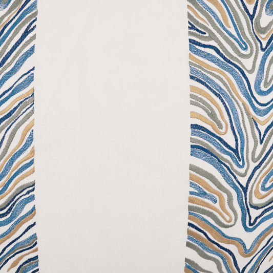 D.V. KAP HOME 3964-YARD Blue Jungle Fabric Embroidery, Stripes  Blue   - Blue Jungle