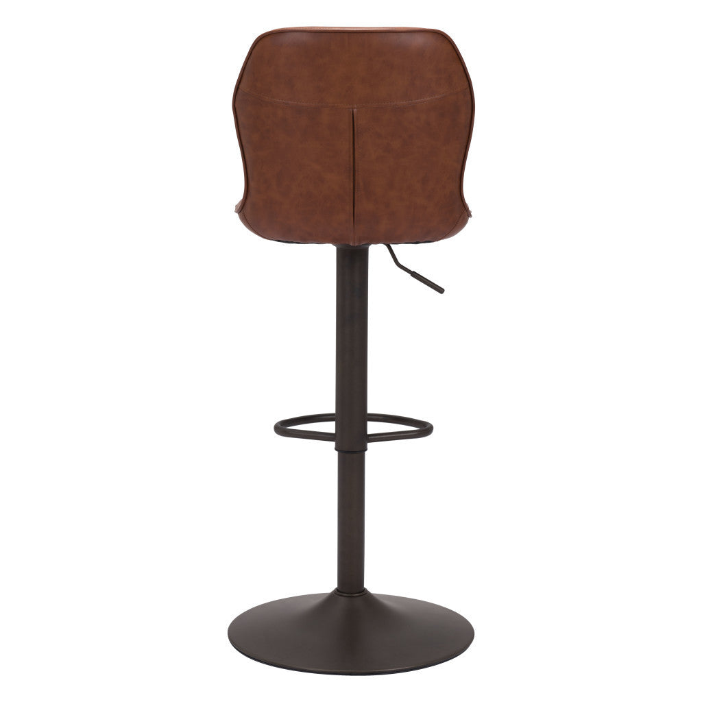 Adjustable Height Brown And Black Steel Swivel Low Back Counter Height Bar Chair