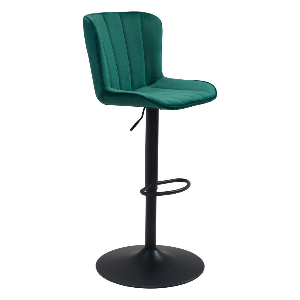 Adjustable Height Green And Black Steel Swivel Low Back Counter Height Bar Chair