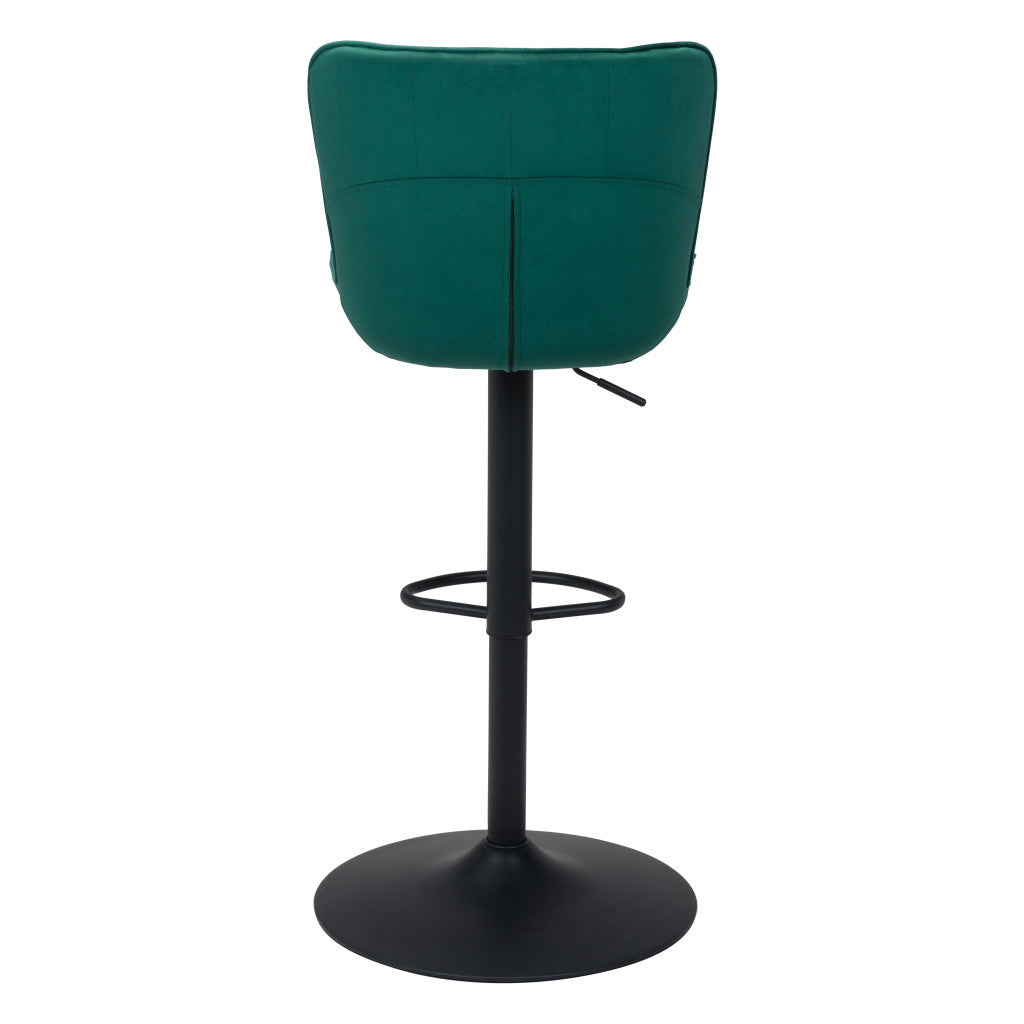 Adjustable Height Green And Black Steel Swivel Low Back Counter Height Bar Chair