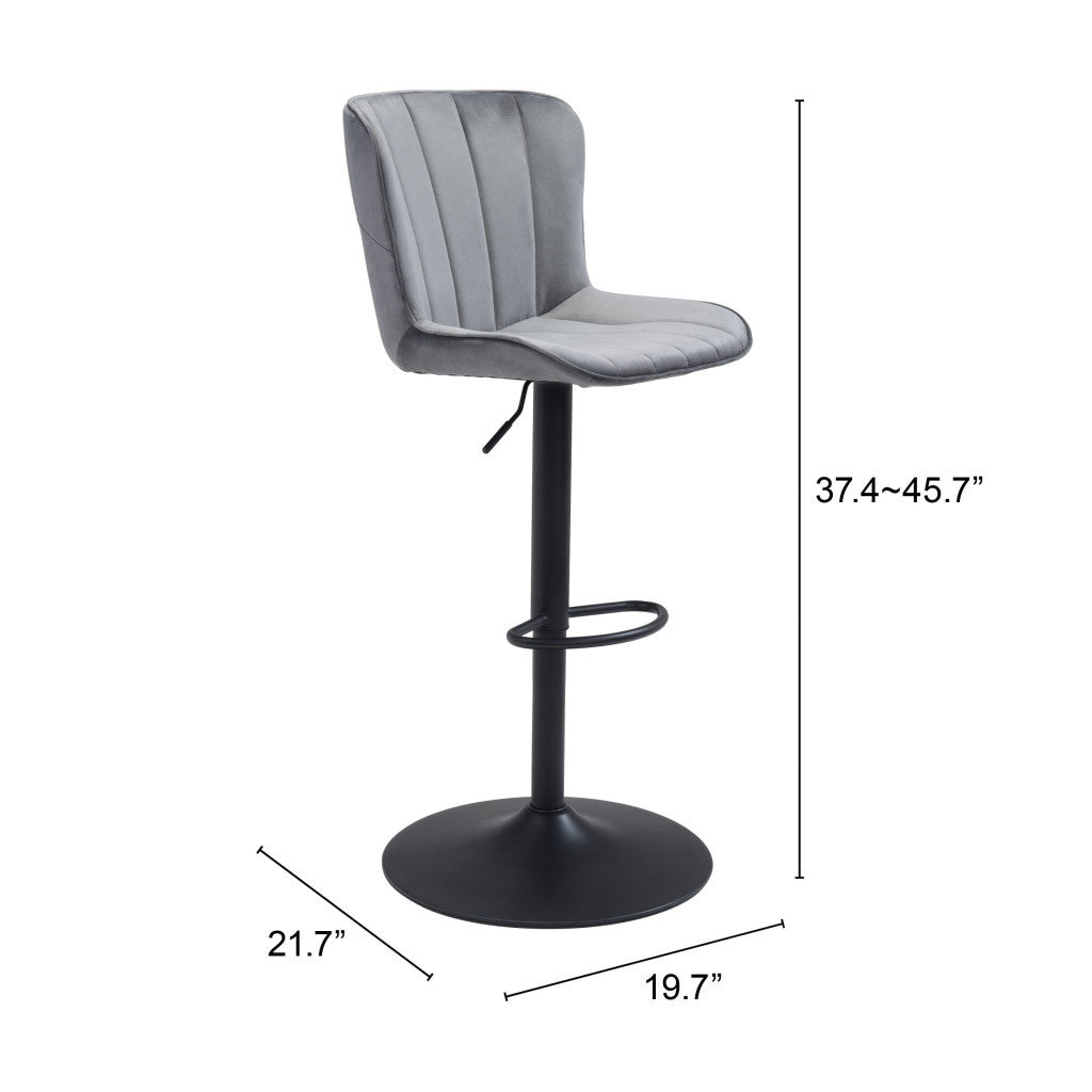 Adjustable Height Gray And Black Steel Swivel Low Back Counter Height Bar Chair