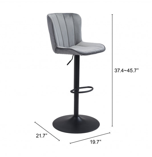 Adjustable Height Gray And Black Steel Swivel Low Back Counter Height Bar Chair