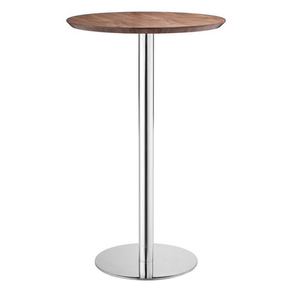 26" Brown and Silver Rounded Stainless Steel Bar Table