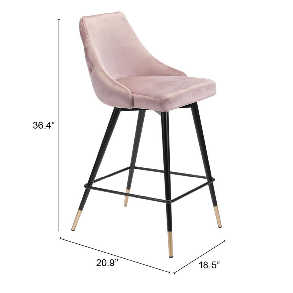 26" Pink And Black Steel Low Back Counter Height Bar Chair