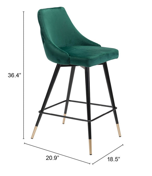 26" Green And Black Steel Low Back Counter Height Bar Chair