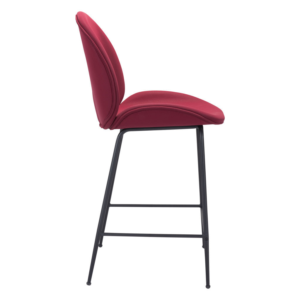 26" Red And Black Steel Low Back Counter Height Bar Chair