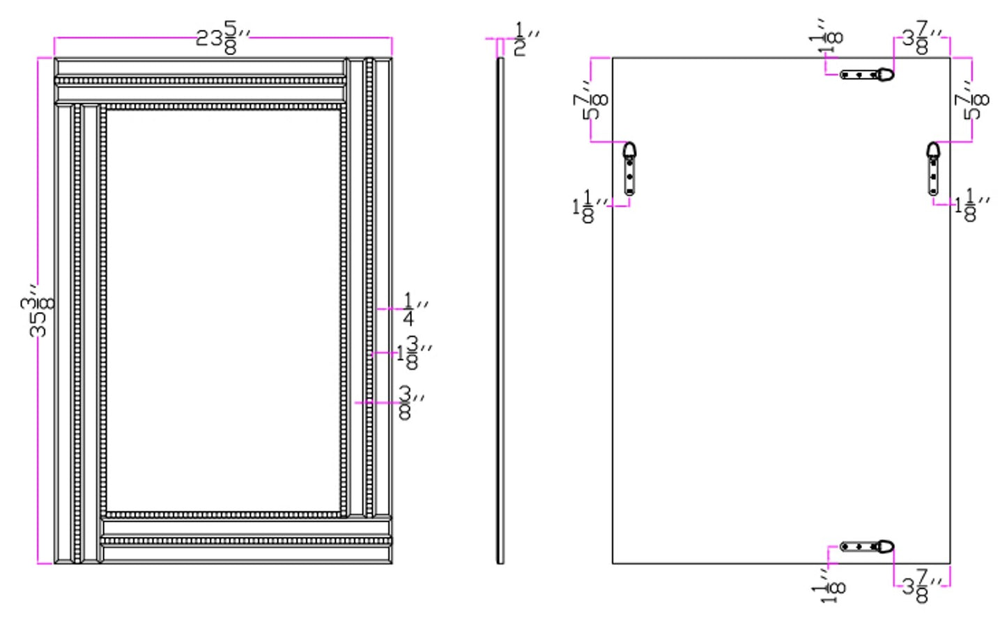 36" Silver Glass Framed Accent Mirror