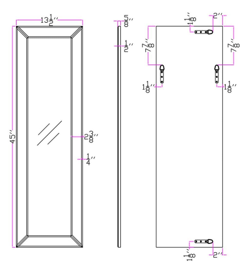 Clear Rectangle Full Length Hanging Glass Mirror