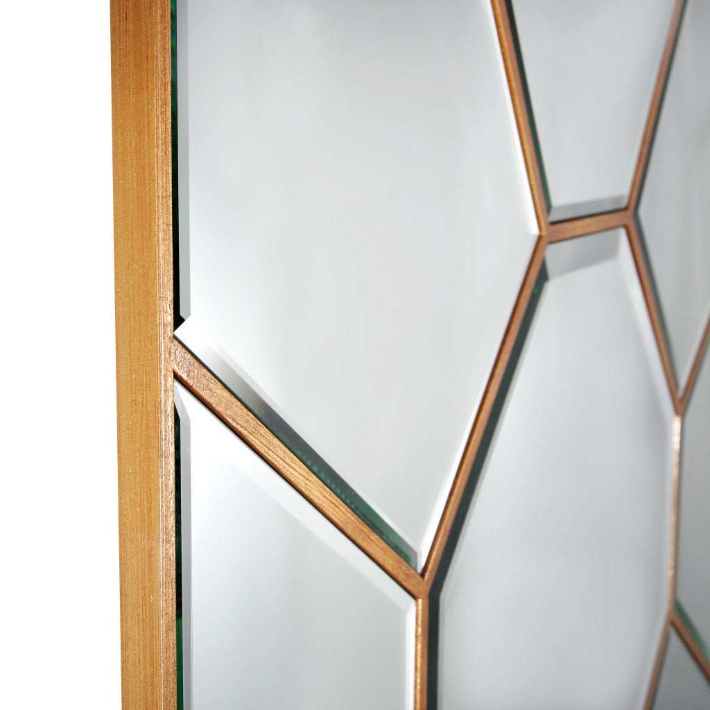 35" Gold Square Metal Framed Accent Mirror