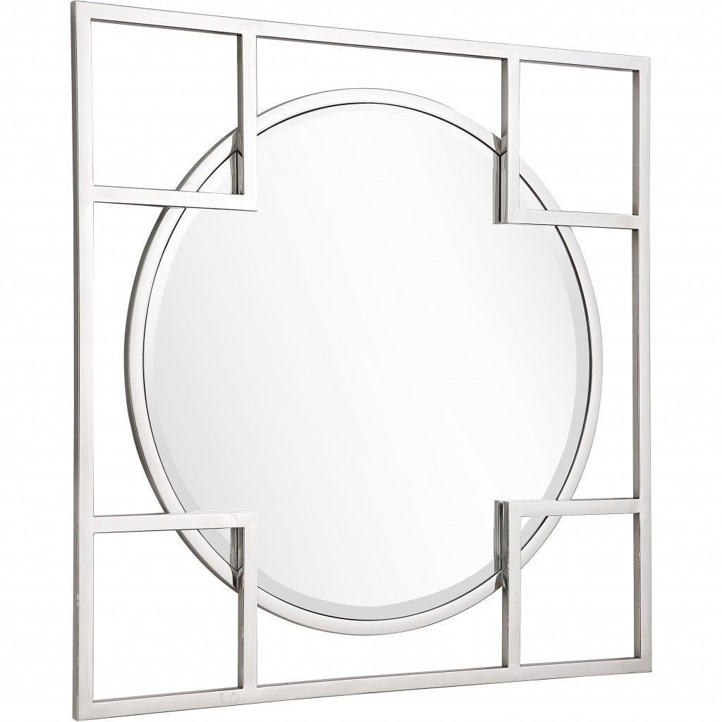 33" Silver Square Metal Framed Accent Mirror