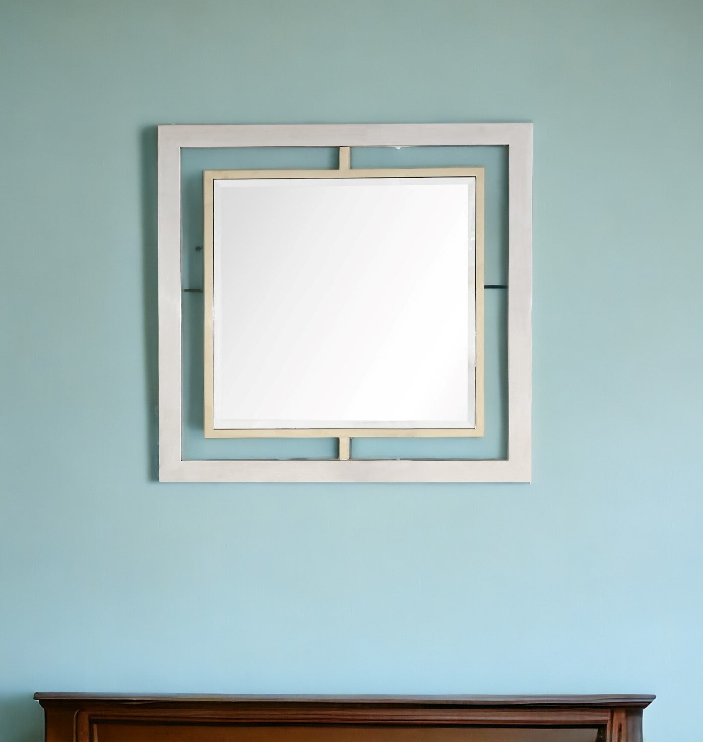 32" Gold Square Framed Accent Mirror