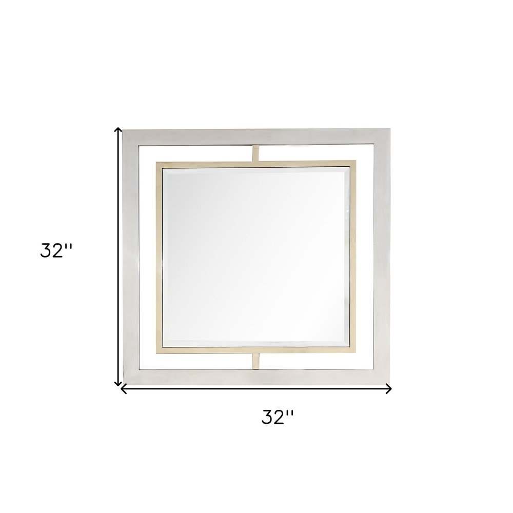 32" Gold Square Framed Accent Mirror