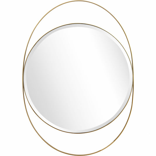 39" Gold Oval Metal Framed Accent Mirror