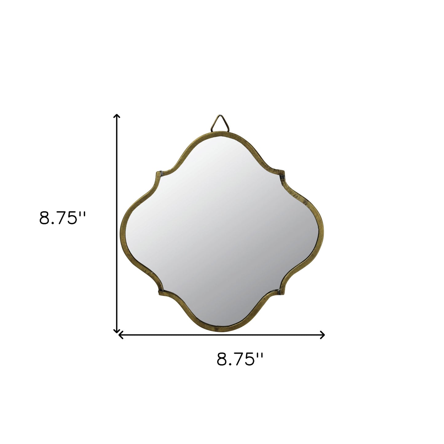 9" Antiqued Gold Quatrefoil Metal Framed Accent Mirror