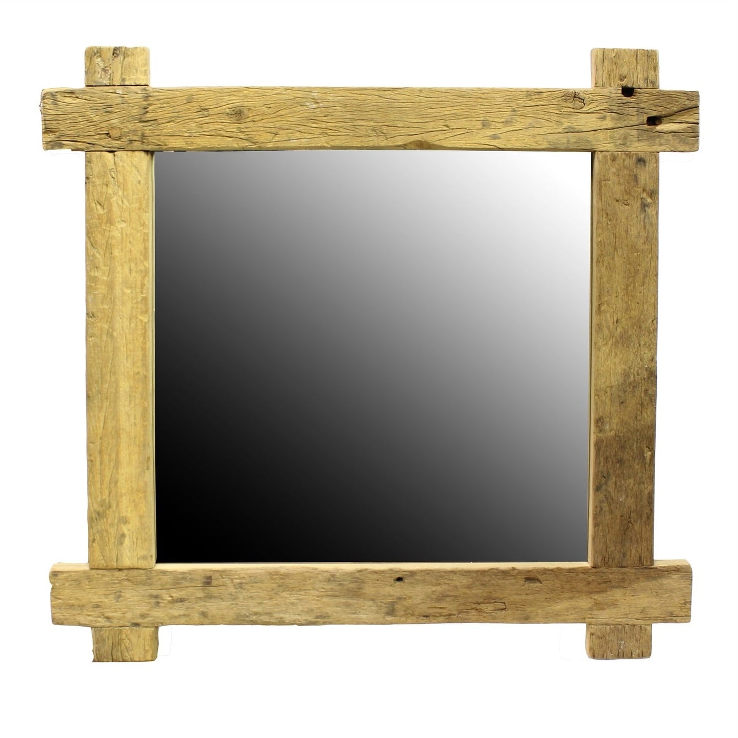 33" Natural Brown Square Framed Accent Mirror