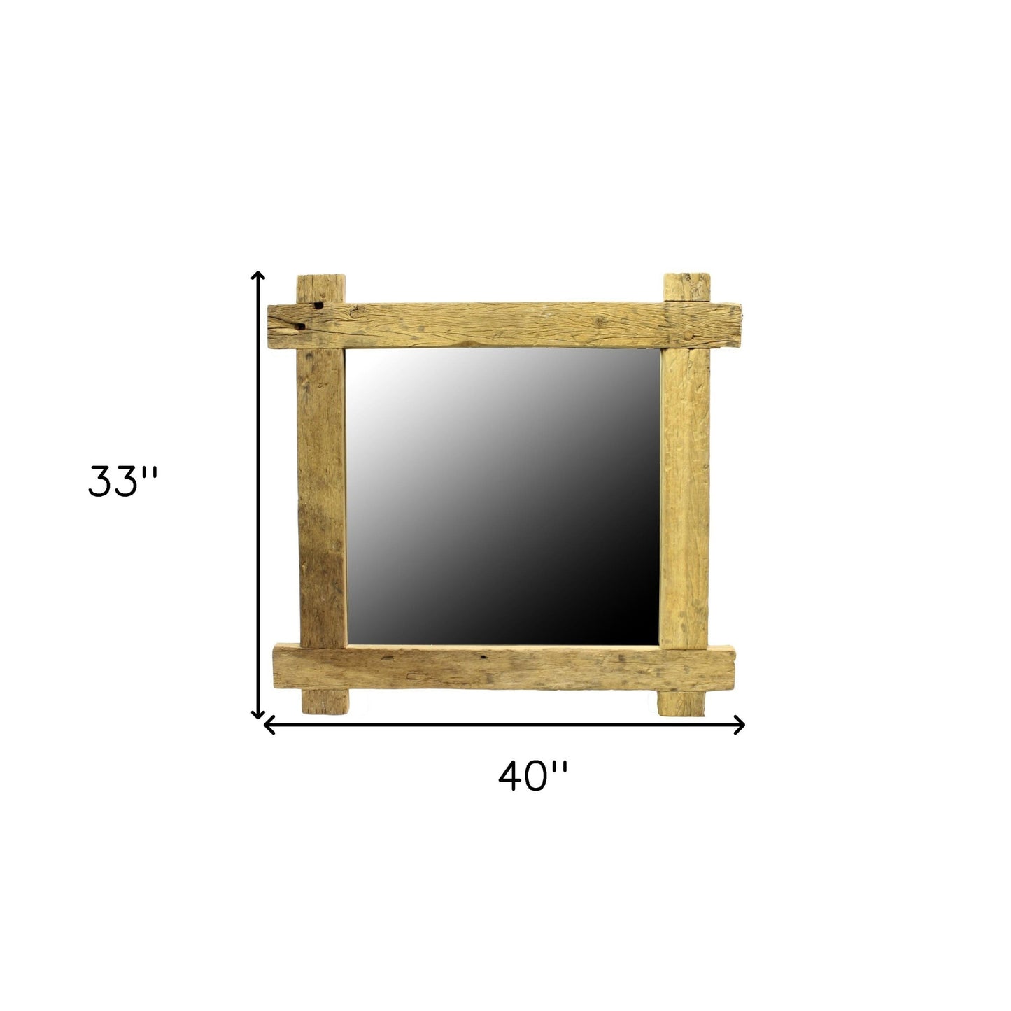 33" Natural Brown Square Framed Accent Mirror