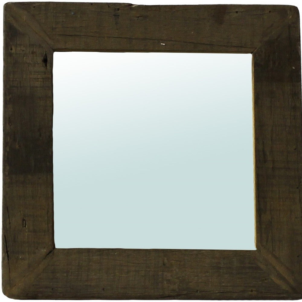 16" Brown Square Framed Accent Mirror