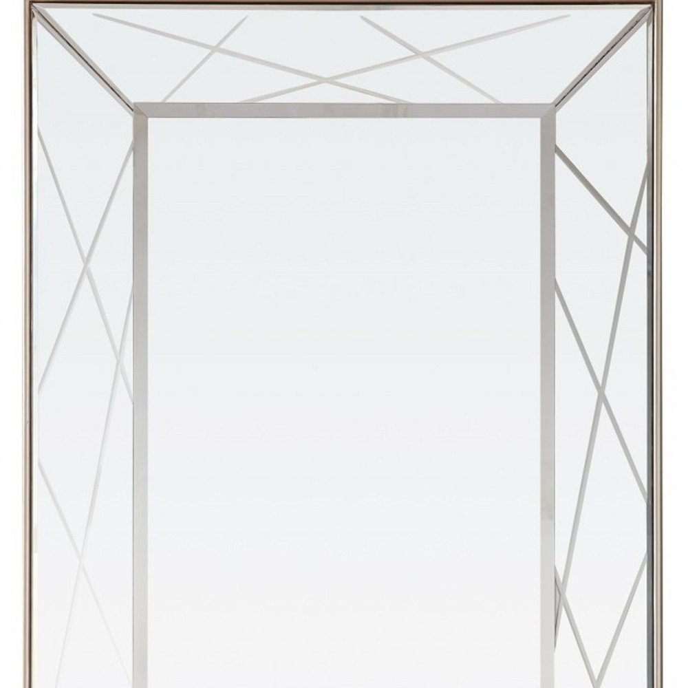 48" Champagne And Silver Mirrored Solid Wood And Glass Console Table With Two Drawers