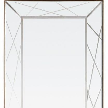 48" Champagne And Silver Mirrored Solid Wood And Glass Console Table With Two Drawers