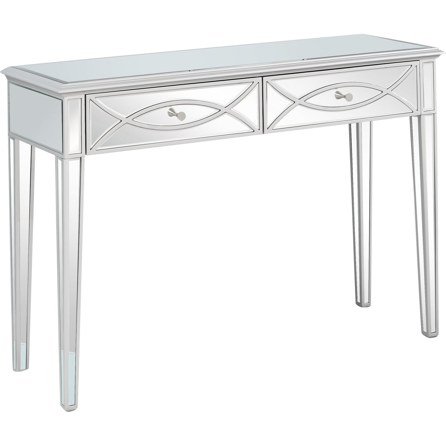 Silver Glass Mirror Console Table