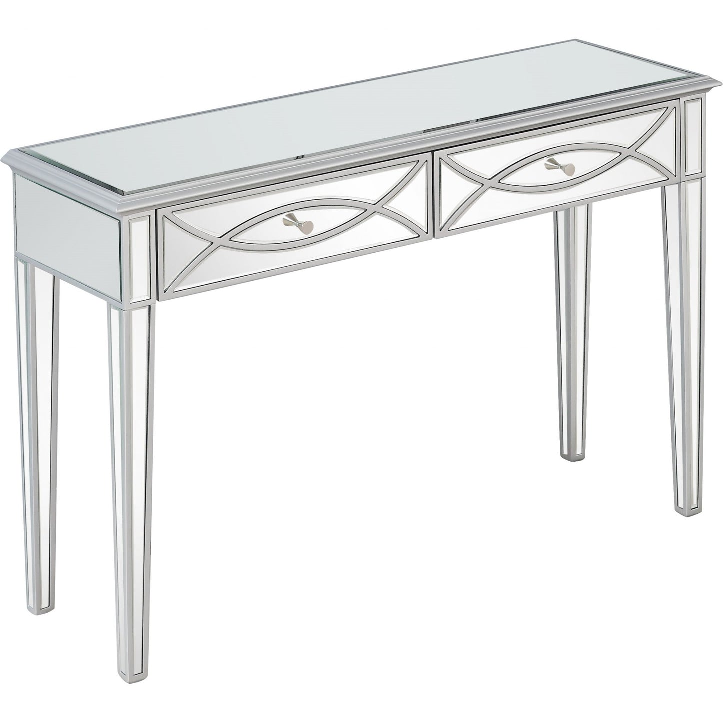 Silver Glass Mirror Console Table