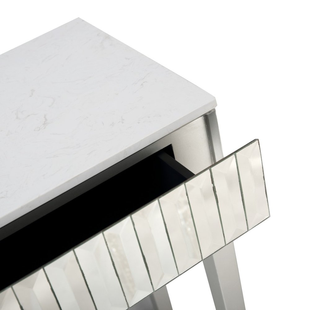 40" Silver Mirrored Glass Console Table