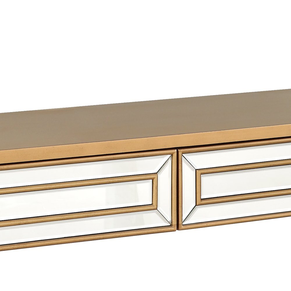 48" Gold Mirrored Glass Console Table