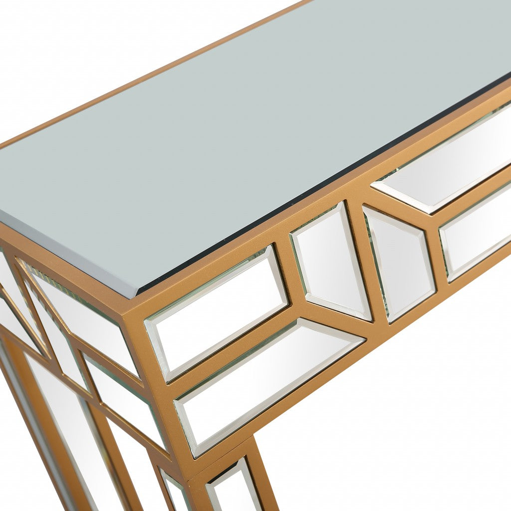 Gold Geometric Console Table