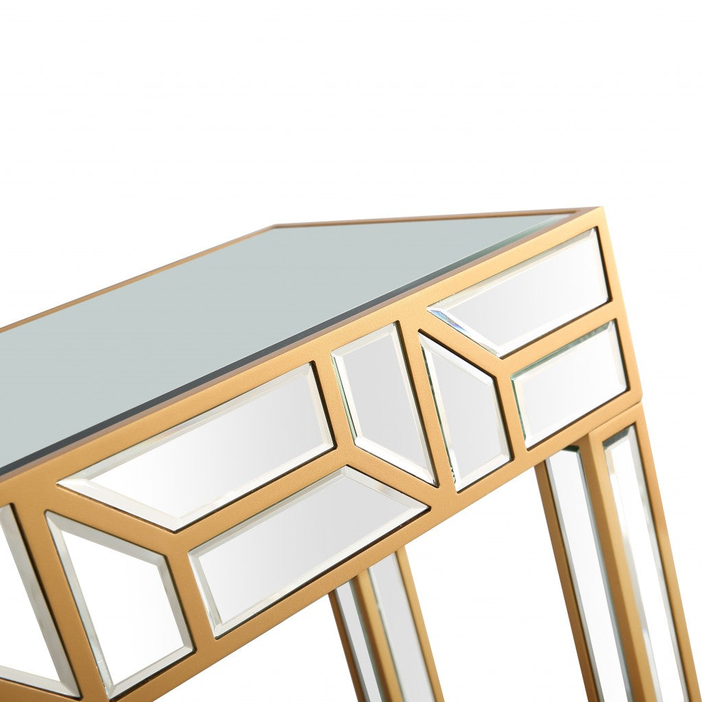 Gold Geometric Console Table