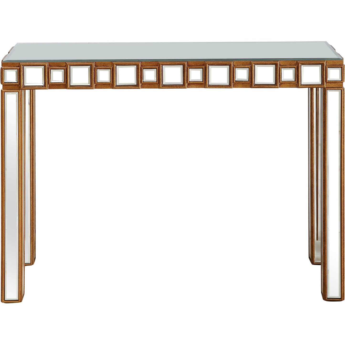 43" Gold Mirrored Glass Console Table