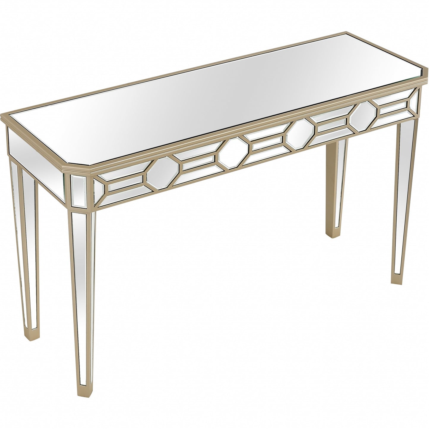 Gold Trimmed Mirrored Console Table