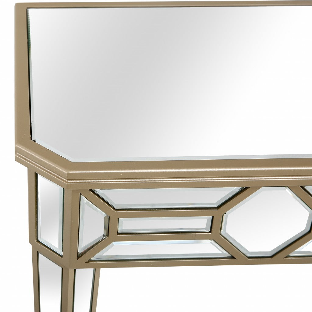 Gold Trimmed Mirrored Console Table