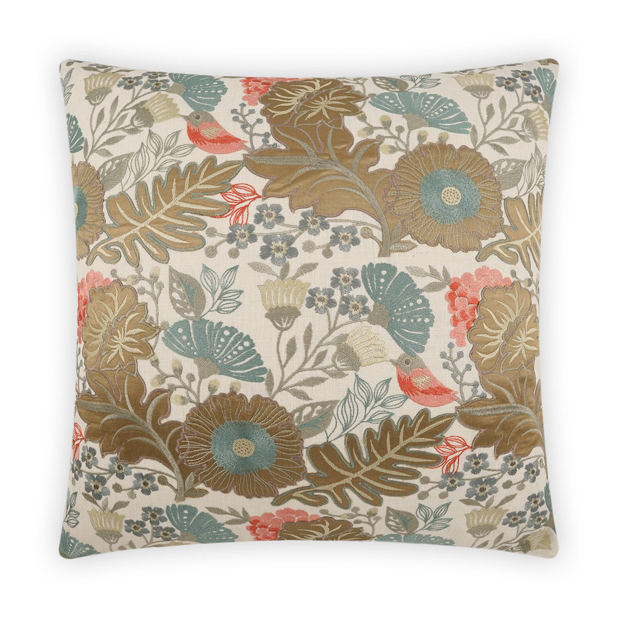 D.V. KAP HOME   24" x 24" Collins Pillow Floral, Embroidery    - 3969-2424