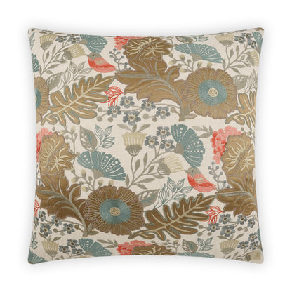 D.V. KAP HOME   24" x 24" Collins Pillow Floral, Embroidery    - 3969-2424