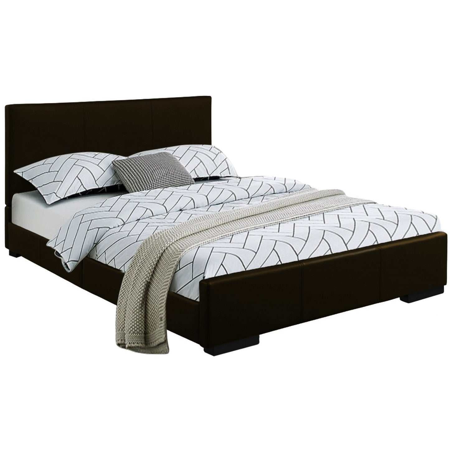 Gray Solid and Manufactured Wood Queen Upholstered Polyester Blend Bed Frame