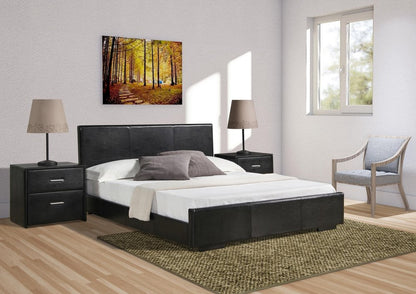 Black Faux Leather King Bed Frame